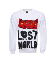 Beyaz Baskılı Desenli Bisiklet Yaka Sweatshirt - Wessi