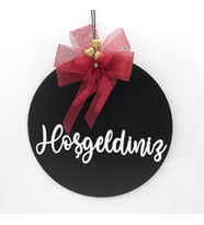 Lora Davet Ahşap Kapı süsü Hoşgeldiniz (1 Adet) Siyah - 54229