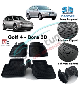 Volkswagen Golf 4 Havuzlu 3D Paspas Niken Siyah