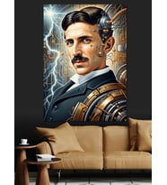 Nikola Tesla Elektrik Portresi Dekoratif Kanvas - Mdf Ahşap Tablo