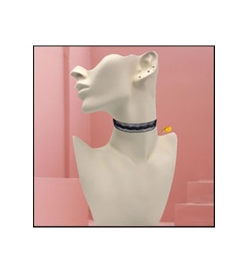 Siyah Renk Deri Işlemeli Kadın Choker Kolye