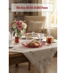 Mürdüm Akrilik Delikli Fanus Sunum ve Saklama Kabı - 2 Parça