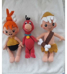 Çakıl Bambam ve Dino Amigurumi Organik Oyuncak