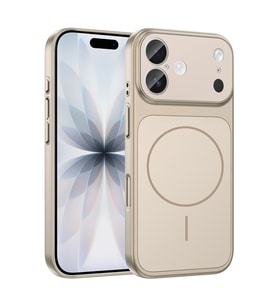 Apple iPhone 17 Uyumlu Kılıf Zore M-Safe Şarj Özellikli Kamera Korumalı Formen Kapak (Gold)