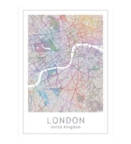 Londra Haritası, Avrupa Birleşik Krallık Seyahat Tablo Ahşap Poster Dekoratif