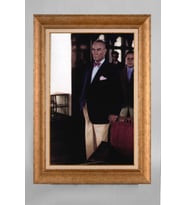 Altın Varaklı Paspartulu Çerçeveli Atatürk Tablo nt811