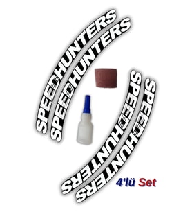 Speedhunters Otomobil Motosiklet 3D Araç Lastik Jant Yazısı Arma Sticker Şerit  Beyaz _ 4'Lü Set