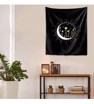 Güneş ve Ay Galaksi Uzay Yıkanabilir Leke Tutmaz Kumaş Duvar Örtüsü Duvar Halısı Tapestry (Karışık)