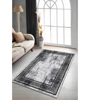 Gri Çerçeveli Kaymaz Tabanlı Makinede Yıkanabilir Halı AR165 - 100 x 160 cm