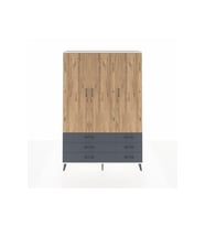 Arges Dolap 5 Raflı 6 Çekmeceli Tek Askılı 132x30x195 Aytaşı-Çam/Antrasit
