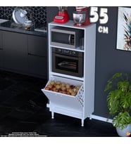 Eliusta Nixa 55 cm Çok Amaçlı Mutfak Banyo Kiler Dolabı - Sepetli Mikrodalga ve Fırın Bölmeli 55x150x32 cm
