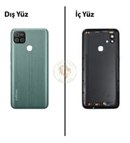 Infinix Hot 10İ Yeşil Uyumlu Lensli Arka Kapak Arka Cam Batarya Pil Kapağı Lazer Kesim Back Cover