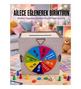 Mey İthalat® Şans Çarklı Para Biriktirme Kutusu Eğlenceli Tasarruf Challenge Ahşap Hedef Kumbarası