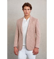 Hatemoğlu Kiremit D. Comfort Fit Desenli Mono Yaka Casual Ceket
