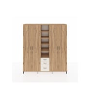 Hyperion Dolap 17 Raflı 3 Çekmeceli 4 Kapaklı 220x44x243 Çam-Çam/Aytaşı