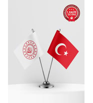 Ulaştırma ve Altyapı Bakanlığı İkili Masa Bayrağı Set - Saten Kumaş 1. Kalite