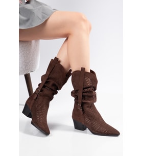 Suins Wazy Model Kadın Delikli Western Yazlık Çizme