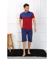 Giyim Erkek Penye 3'lü Parlamentmavi Parçalı Pijama Takımı