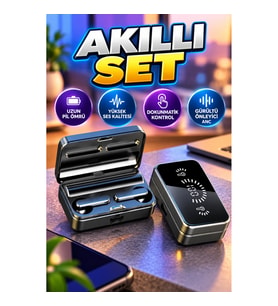 Powerbank Kutulu Bluetooth Kulaklık ve Yeni Model Akıllı Saat Seti ANC Dokunmatik Kontrol