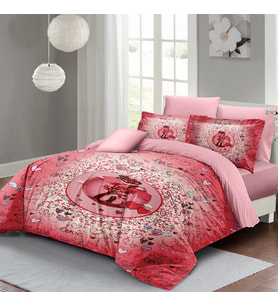 MONOHOME Sevgililer Günü Çift Kişilik Nevresim Takımı %100 Pamuk Saten Chart (Pembe)