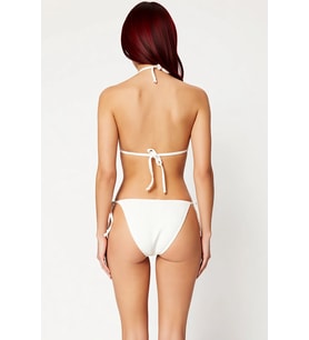 Kadın Bikini Takımı Halat Yaka Kolsuz Dokulu Örme Kumaş Regular Kesim Normal Bel Bağlamalı