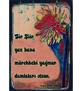 Retro Vintage 5 mm Ahşap Üzerine Yağmur Damlaları Temalı Poster Tablo 20X30 cm (Çok Renkli)