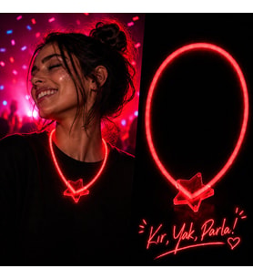 Fosforlu Yıldız Parti Kolyesi - Neon Işıklı Kolye Kırmızı Renk