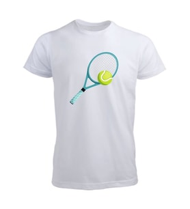 Tenis Tasarımlı Tişört (Düz Beyaz)