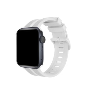 Uray store Apple Watch 38mm KR408 Çizgili Silikon Kordon - Beyaz
