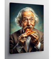 Kanvas Tablo Albert Einstein Pizza Yiyor