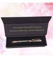 KİŞİYE ÖZEL KUTULU FÜME ROSE METAL ROLLER KALEM SETİ