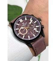Daniel Klein Exclusive Kahverengi Deri Kordon Siyah Çelik Kasa Erkek Kol Saati+Bileklik zmdk1171 (Açık Kahverengi)