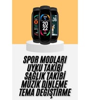 M6 Akıllı Bileklik Siyah Adımsayar Spor Takibi Android ve İOS Uyumlu