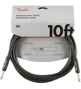 Fender 0990820024 Professional Serisi 3 Metre Enstrüman Ve Gitar Kablosu (siyah) Düz/düz Uçlu Konnektör, %95 Bakır Örgü Ekranlama Ve Esnek Yapı