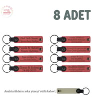 Narçiçeği & Sütlü Kahve, Karne Hediyesi İçin Tüm Sınıfa Özel, 8' li Set, Hediyelik Hatıra Anahtarlık (Nar Çiçeği)