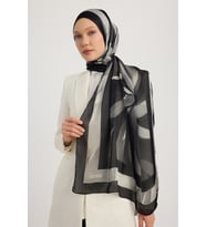 Schaless Göksel Gelgit - Siyah - Aurora Desenli Janjan Şal - 70x190 Cm (Mavi)