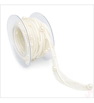 İncili ve Satenli Organze Kurdele, 4 cm x 4,57 mt - Krem