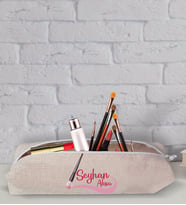BK Gift Kişiye Özel İsimli Keten Bez Makyaj Çantası-19