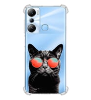 PrintiFy İnfinix Hot 20i Uyumlu Kedi 3 Baskılı Şeffaf Köşe Korumalı Antişok Kılıf