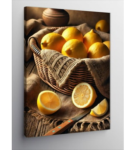 Kanvas Tablo Sarı Limon Sepeti ve Sadelik
