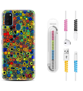 Samsung M21 M22 M23 M30 M31S M32 Kılıf Kablo Koruma Spiral Silikon Nazar Boncukları 1746