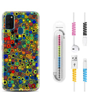 Samsung M21 M22 M23 M30 M31S M32 Kılıf Kablo Koruma Spiral Silikon Nazar Boncukları 1746