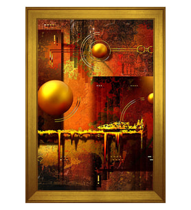 Soyut Şekiller Motifli Kanvas Tablo 80 x 110 cm Gold Çerçeve
