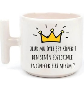 Tanem Olurmu Öyle Şey Köpek Tasarımlı - T Kulp Kupa