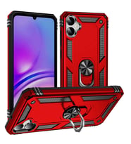 Samsung Galaxy A05 Uyumlu Kılıf Standlı Manyetik Yüzüklü Military Magnetic Ring Polycarbonate and TPU Case (Kırmızı)