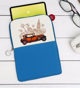 BK Gift Klasik Araç Tasarımlı Taşınabilir Koruyucu Tablet Kılıfı & Organizer Çanta - Mavi-2