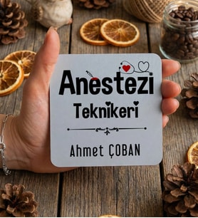 Kişiye Özel  Anestezi Teknikeri Bardak Altlığı  Tıp Bayramı Hediyesi (Beyaz)