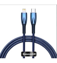 Baseus Glimmer Series Mavi CADH000003 1mt 20W Type-C to Lightning Şarj Kablosu Örgülü