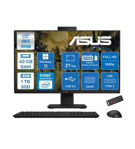 Asus V470VAK Intel Core İ5-13420H 40GB Ddr5 1tb SSD 27'' Fhd 100Hz 300NITS Windows 11 Home Siyah Allınone Bilgisayar ASI58512B0DH18+ZETTAUSBBELLEK