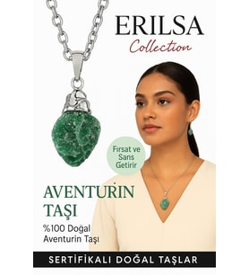 Sertifikalı Ham İşlenmemiş Aventurin Taşı Kolye – Şans, Bolluk ve Kalp Dengeleyici Doğal Taş (Çok Renkli)